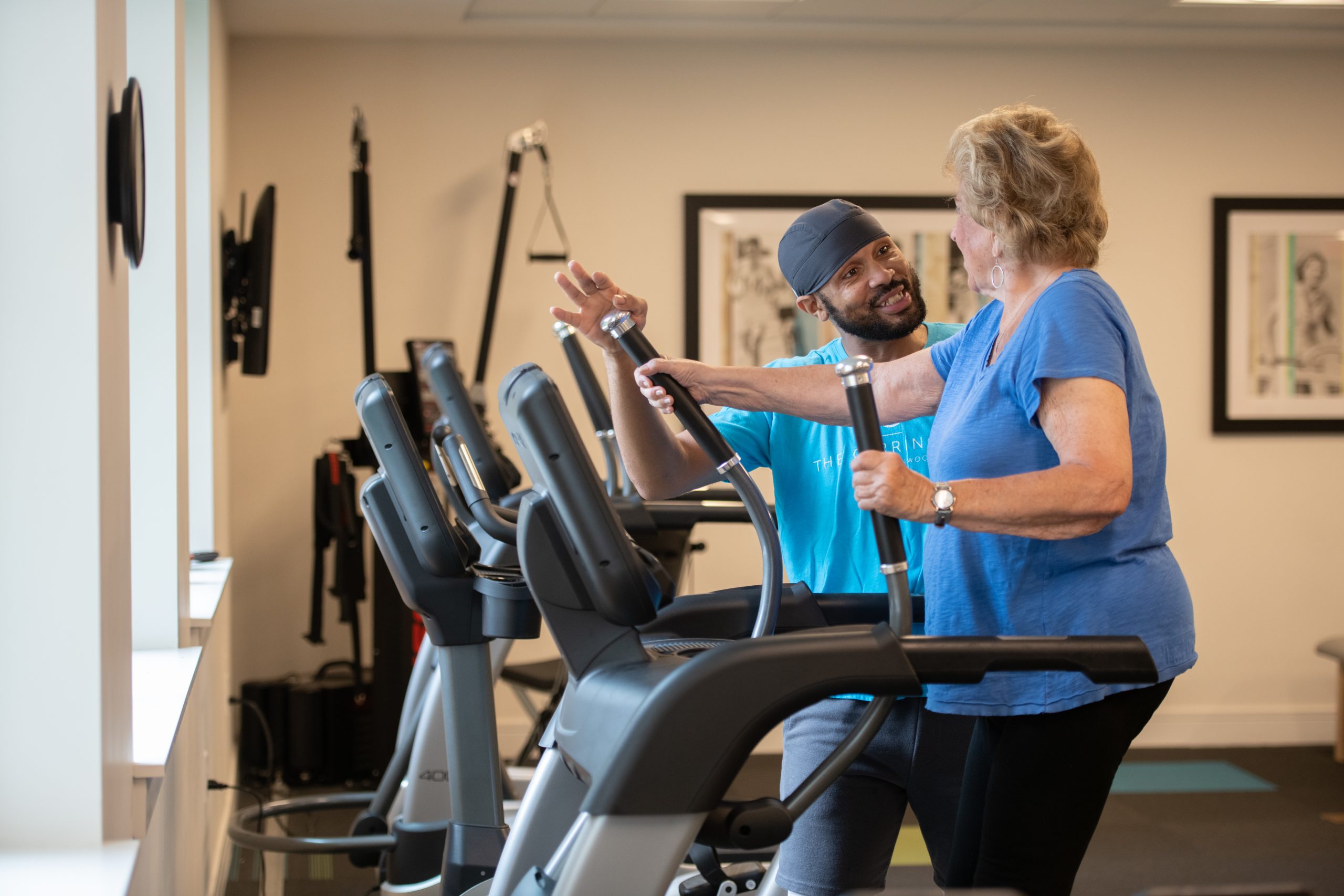 our residents enjoying our on-campus exercise facilities